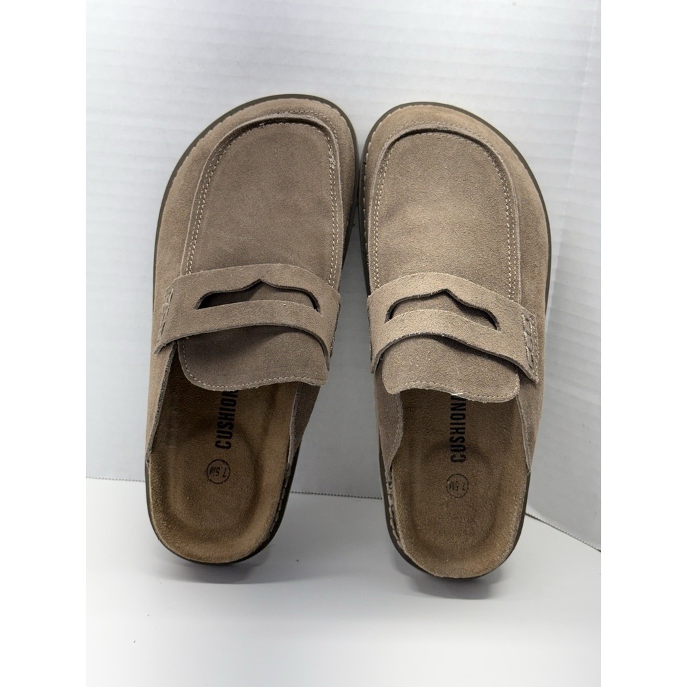 Cushionaire Zola Suede Clog Loafer Womens 7.5M Cork Footbed Comfort Tan EUC
